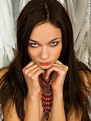 Teen in red stockings